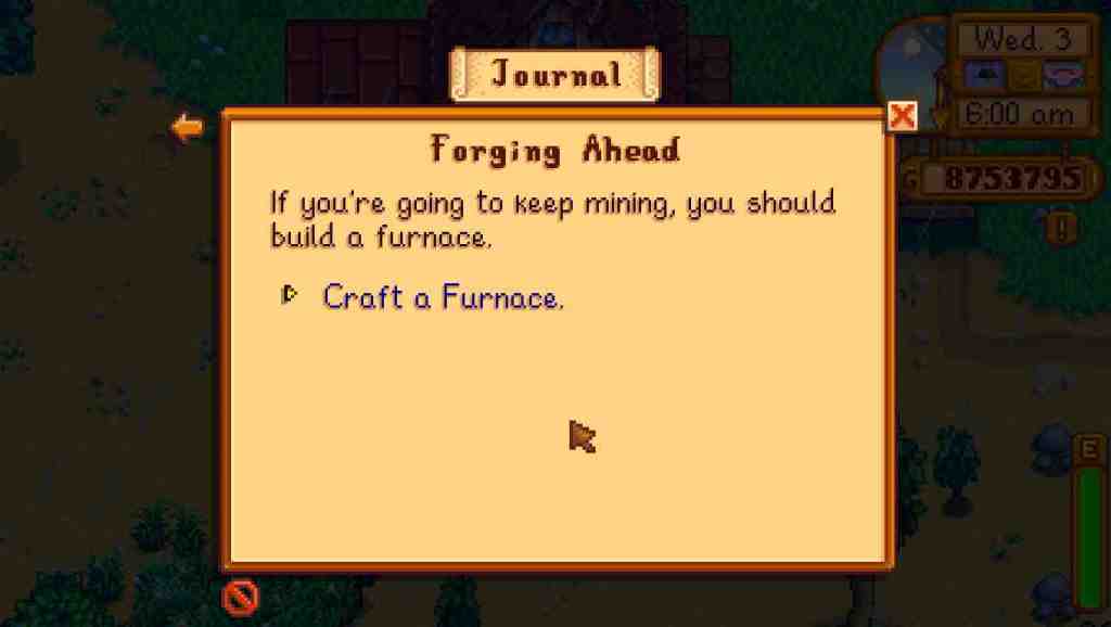 Stardew Valley foraging ahead quest journal