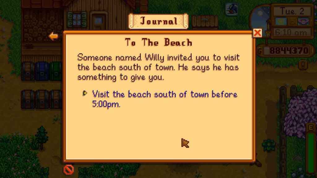 Stardew Valley To The Beach Quest&nbsp;Guide