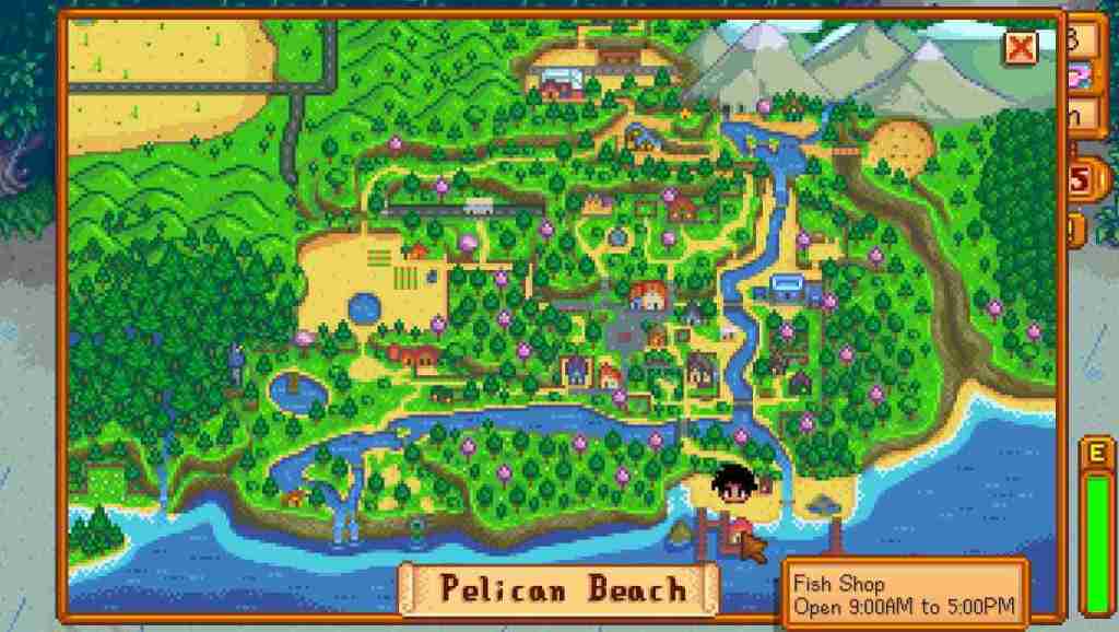 stardew valley map route to the Beach